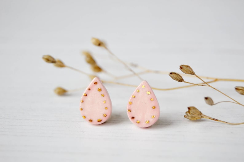 Porcelain stud earrings Ceramic drop earrings Minimalist jewellery Everyday jewelry Gift for girlfriend For her birthday Anniversary gift