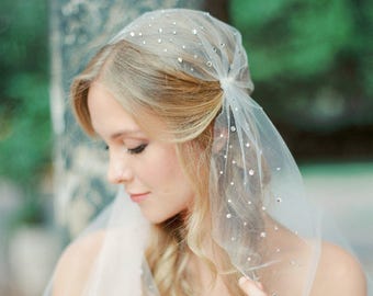 Rhinestone juliet cap veil, cap veil, tulle veil, juliet veil, crystal veil, wedding veil, bridal veil, Style V37