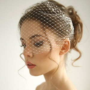 Pearl bandeau birdcage wedding veil, pearl wedding veil, russian netting birdcage, headband veil, Emma - Style V02