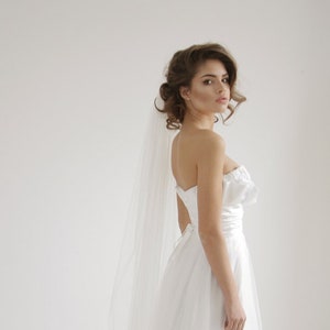 Single / 1 tier cathedral wedding veil, simple tulle wedding veil, simple cathedral/chapel wedding veil, Caroline - Style V20