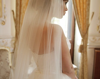 Soft Italian tulle cathedral wedding veil, single / 1 tier wedding veil, simple wedding veil, Alice - Style V08