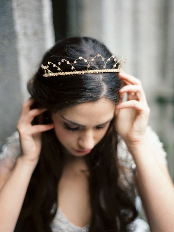 Gold Swarovski Crystal Wedding Tiara - Bridal Crown Style  display picture 2