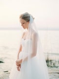Draped veil, wedding veil, bridal veil, boho veil, swoop veil, soft tulle veil, romantic veil, beach wedding veil, Style V44 product logo