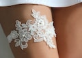 Ivory Lace Wedding Garter Set: Floral Pearl Bridal Garters product logo