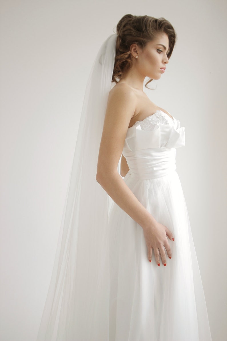 Soft Italian tulle cathedral wedding veil, single / 1 tier wedding veil, simple wedding veil, Alice Style V08 image 3