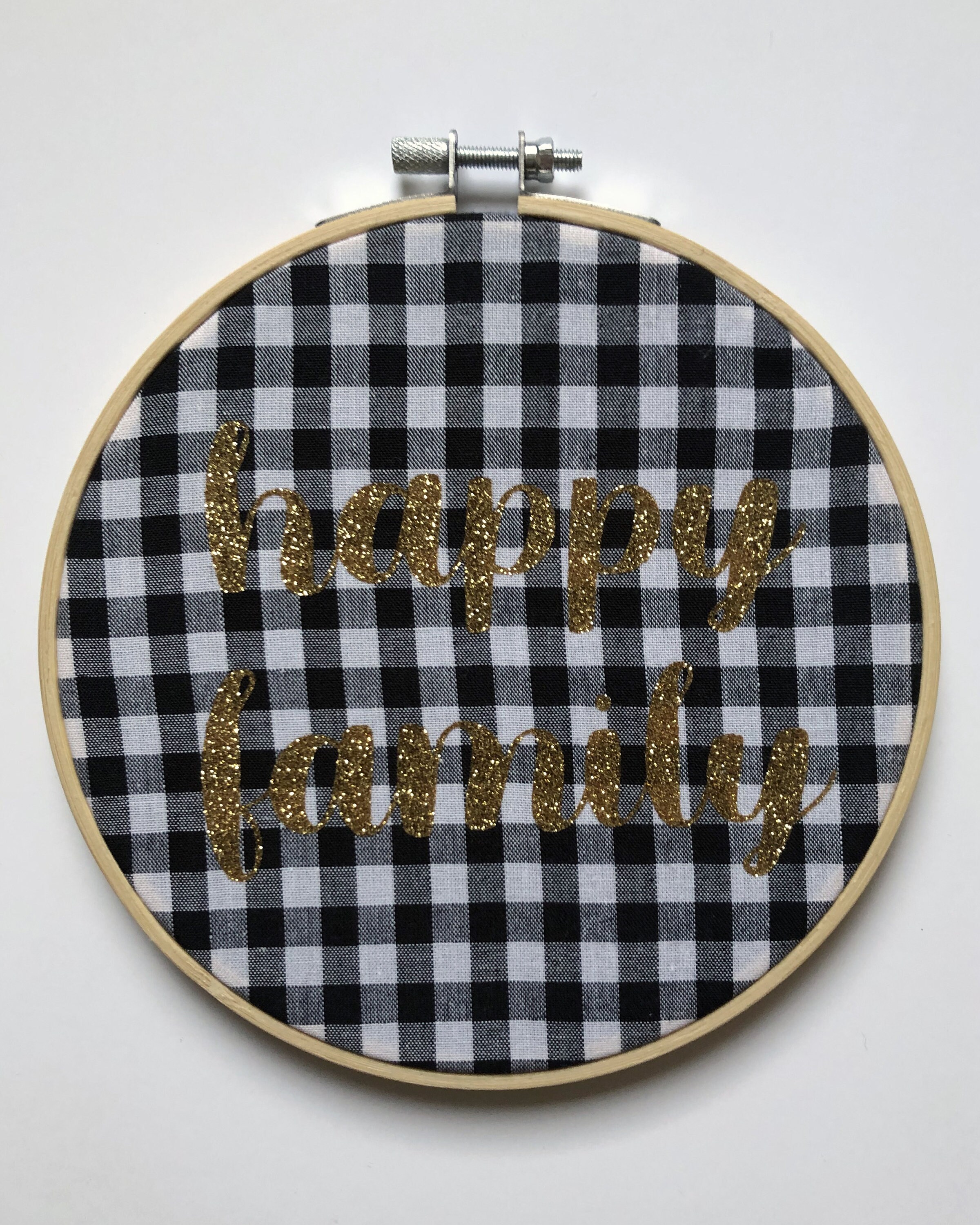 Tambour Impression Famille sur Tissu Vichy - Happy Family