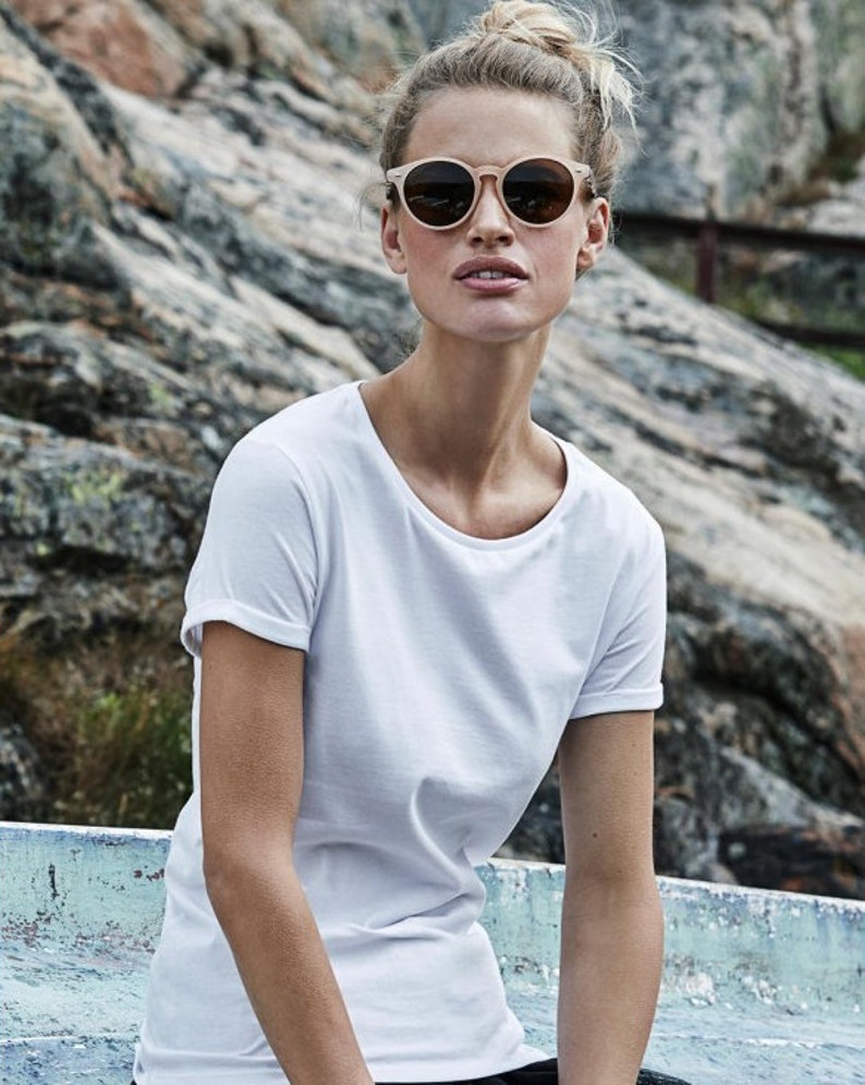 T-shirt en coton brod\u00e9 \u00e0 la main femme motif feuille