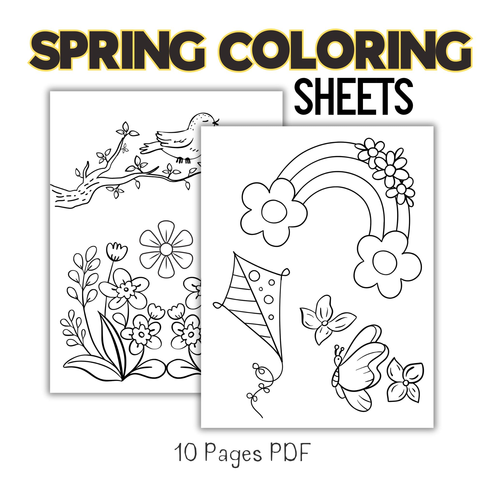 Whimsy Spring Coloring Pages Sping Coloring Pages, Kids Spring Coloring Pages, Boho Spring Coloring ...