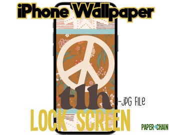 Boho Peace Pantalla de bloqueo personalizada del iPhone, fondo de pantalla personalizado, tonos tierra