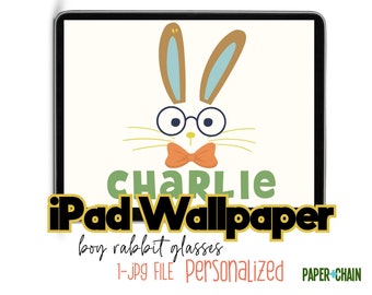 Kids Easter Bunny Personalized iPad Lock Screen, Custom Wallpaper