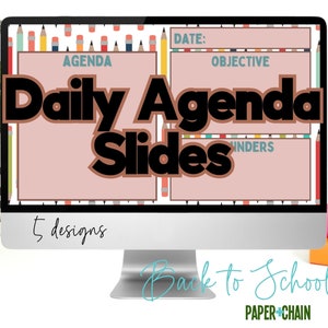 Teacher Daily Agenda Slides, Back to School