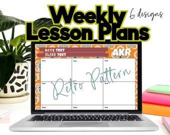 Retro Pattern Weekly Lesson Planner Teacher Template