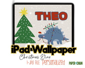 Kids Christmas Dinosaur iPad Lockscreen Wallpaper