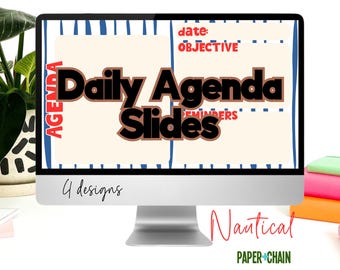 Daily Agenda Nautical Pattern Classroom Agenda Slide Templates Daily Slides