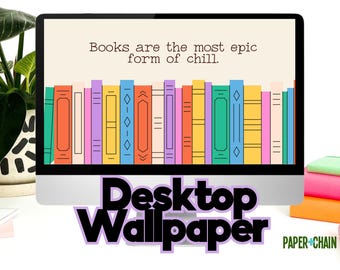 Book Lover English Teacher Book Quote Desktop/Laptop Wallpaper Bookshelf Computer Background