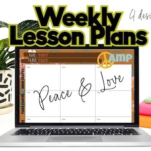 Daily Lesson Plan, Editable, Google Slides Template, Peace & Love Boho