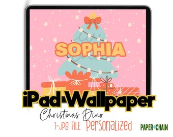 Kids Christmas Tree iPad Personalized Lockscreen Wallpaper Pink
