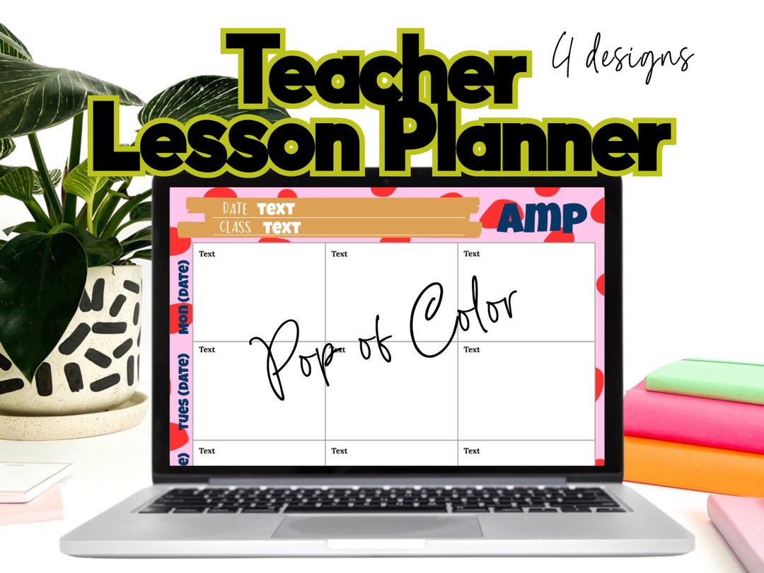 Weekly Lesson Plan Digital Template Pop of Color - Etsy