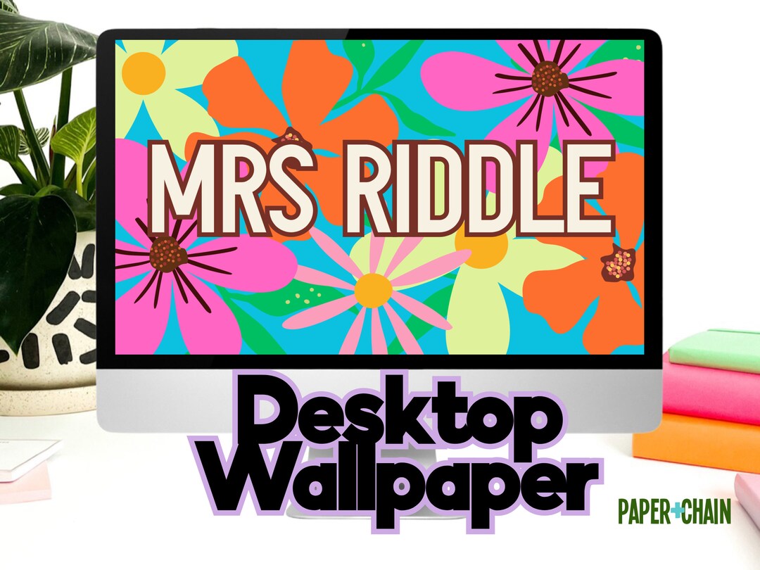 Bright Spring Flower Teacher Computer Wallpaper, Personalized - Etsy