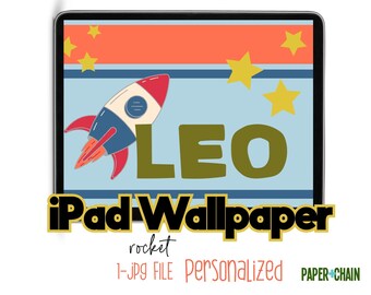 Kids Rocket Personalized iPad Lock Screen, Custom Wallpaper