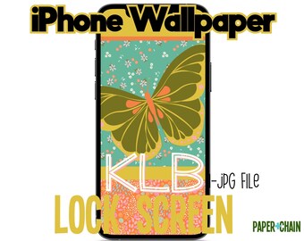 Boho Butterfly Spring Pantalla de bloqueo personalizada del iPhone, Fondo de pantalla personalizado