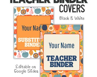 Teacher Binder Covers & Spine Editable in Google Slides, Fruity