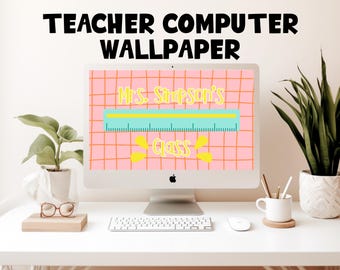 Personalized Teacher Desktop Wallpaper Ruler Design Custom Classroom Background for Computer or Laptop