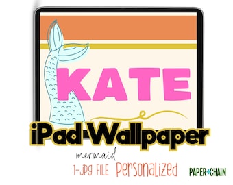 Pantalla de bloqueo personalizada del iPad de sirena para niños, fondo de pantalla personalizado