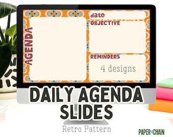 Daily Agenda Retro Pattern Classroom Agenda Slide Templates