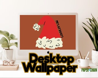 Personalized Teacher Computer Wallpaper Christmas Santa Hat Background