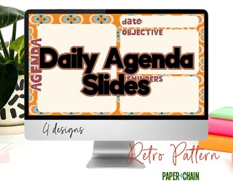 Daily Agenda Retro Pattern Classroom Agenda Slide Templates