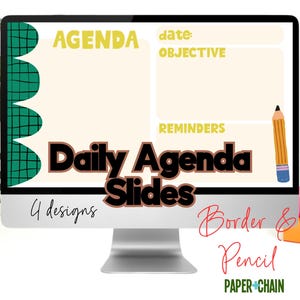 Daily Classroom Agenda Slide Templates Daily Slides Pencil & Border