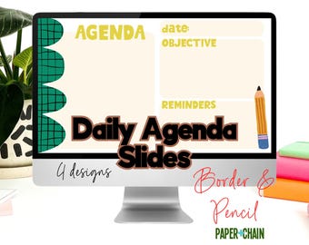 Daily Classroom Agenda Slide Templates Daily Slides Pencil & Border