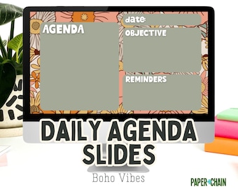 Classroom Daily Agenda Slides, Boho Vibes