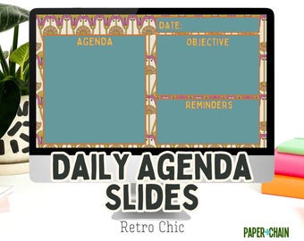 Classroom Daily Agenda Slides, Retro Chic
