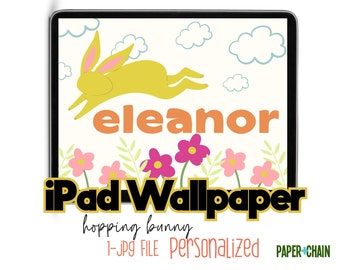 Whimsical Kids Bunny pantalla de bloqueo personalizada del iPad, fondo de pantalla personalizado