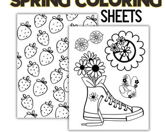 Sping Coloring Pages, Kids Spring Coloring Pages, Boho Spring Coloring, Hippie Vibes Printable, Cute Coloring Pages, Spring Activites,