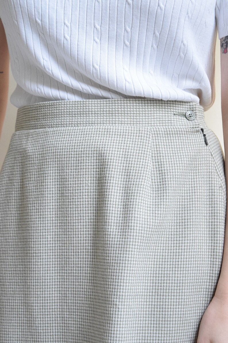 Sage Micro-Houdstooth Skirt