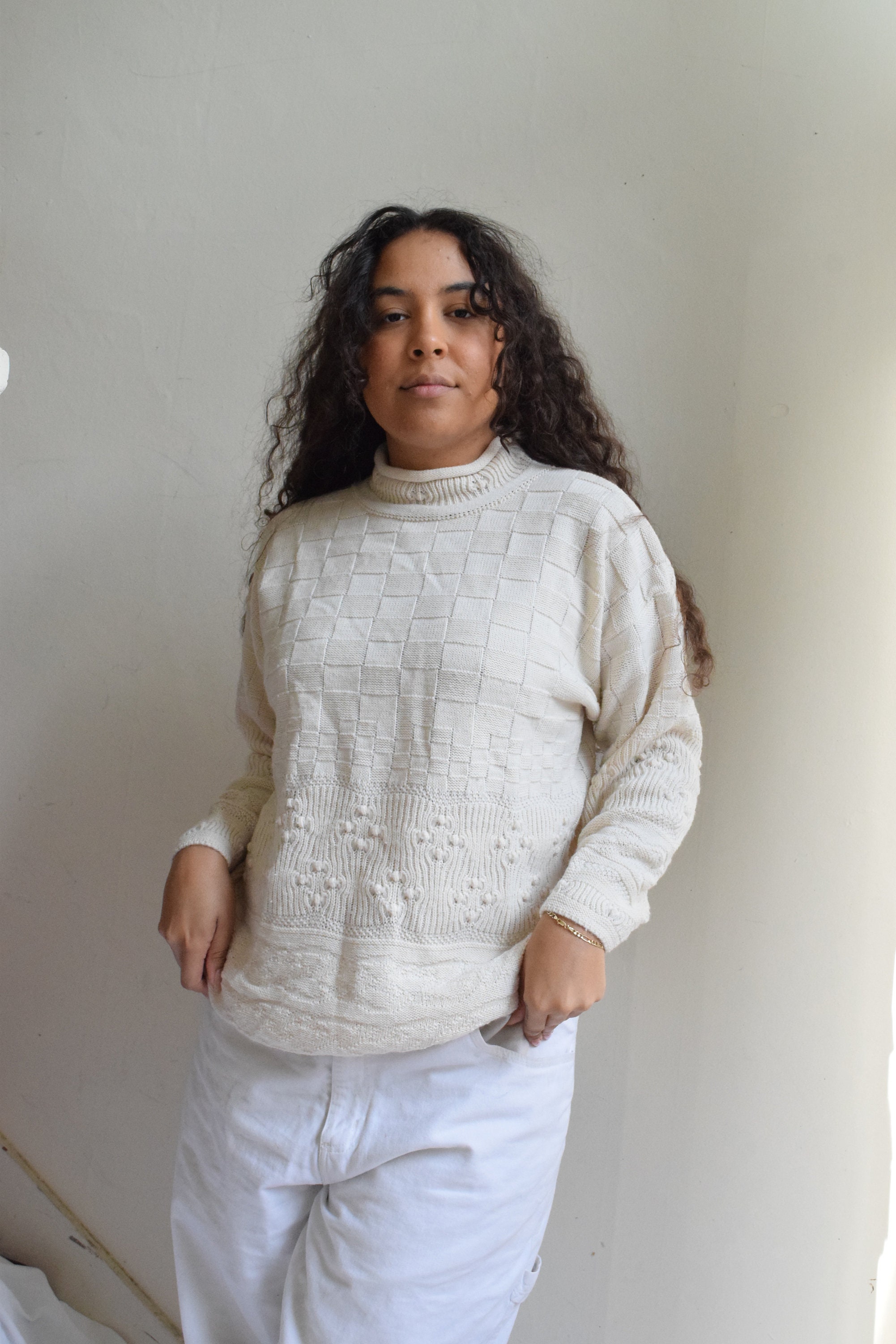 cream mock turtleneck sweater