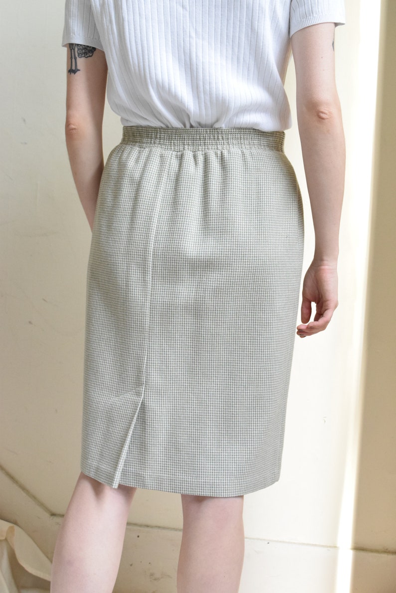Sage Micro-Houdstooth Skirt