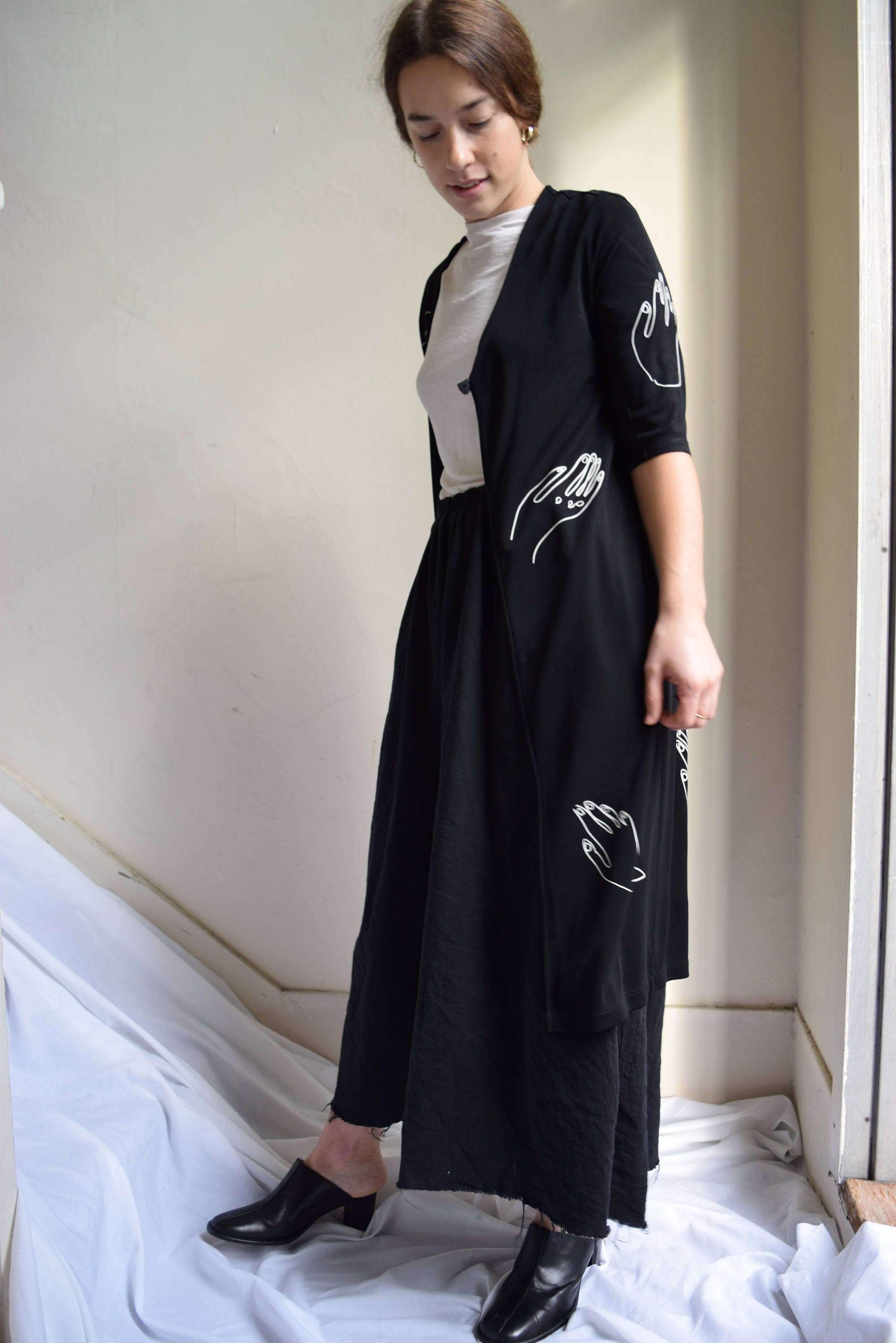 black lightweight cardigan sweater