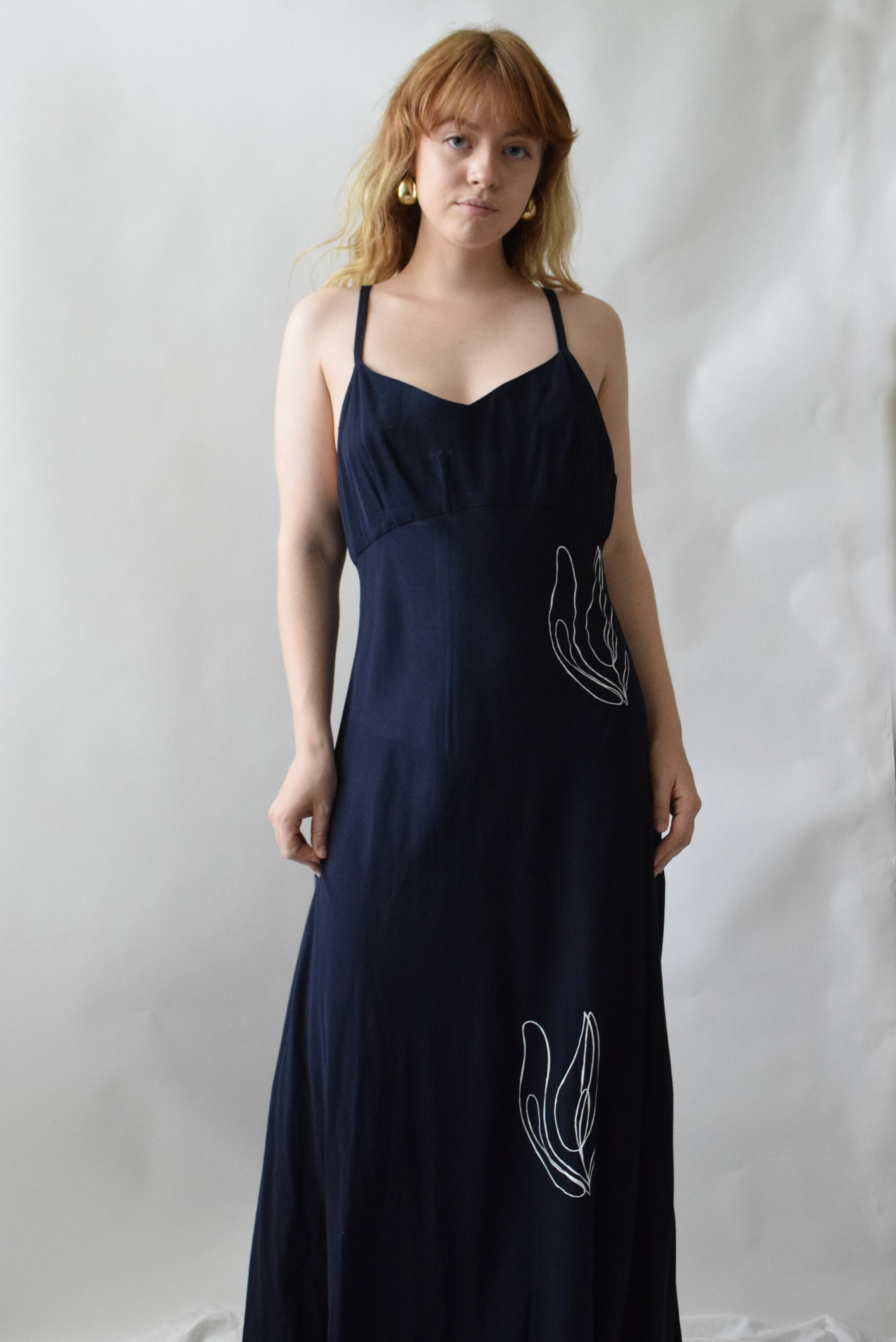 Lilja Navy Floor Length Slip Dress