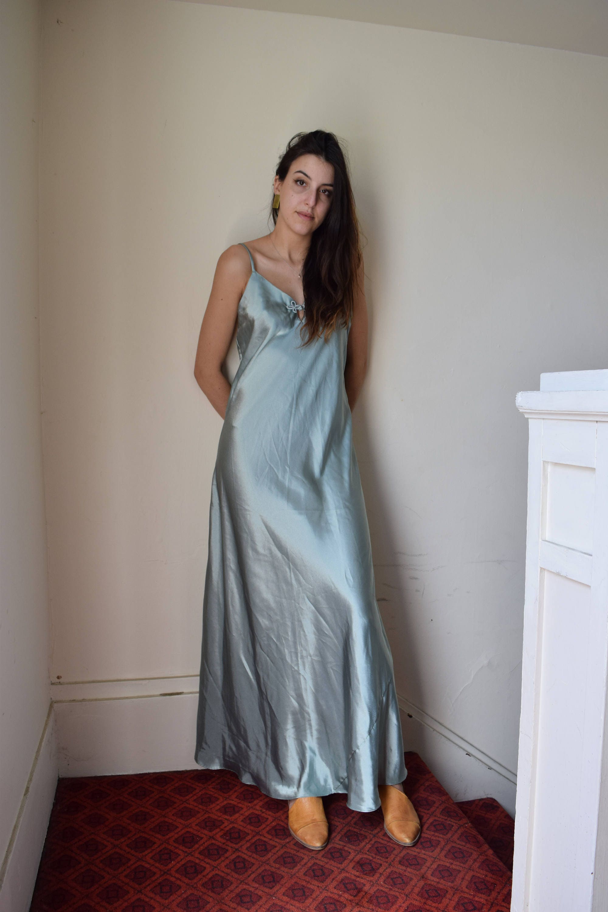 floor length white slip