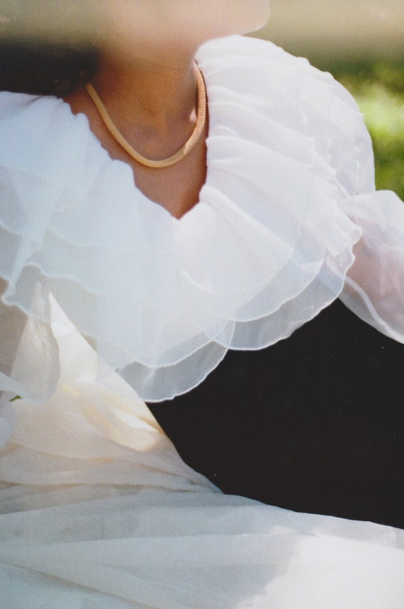 Organza and Velvet Ruffled Cocktail Dress