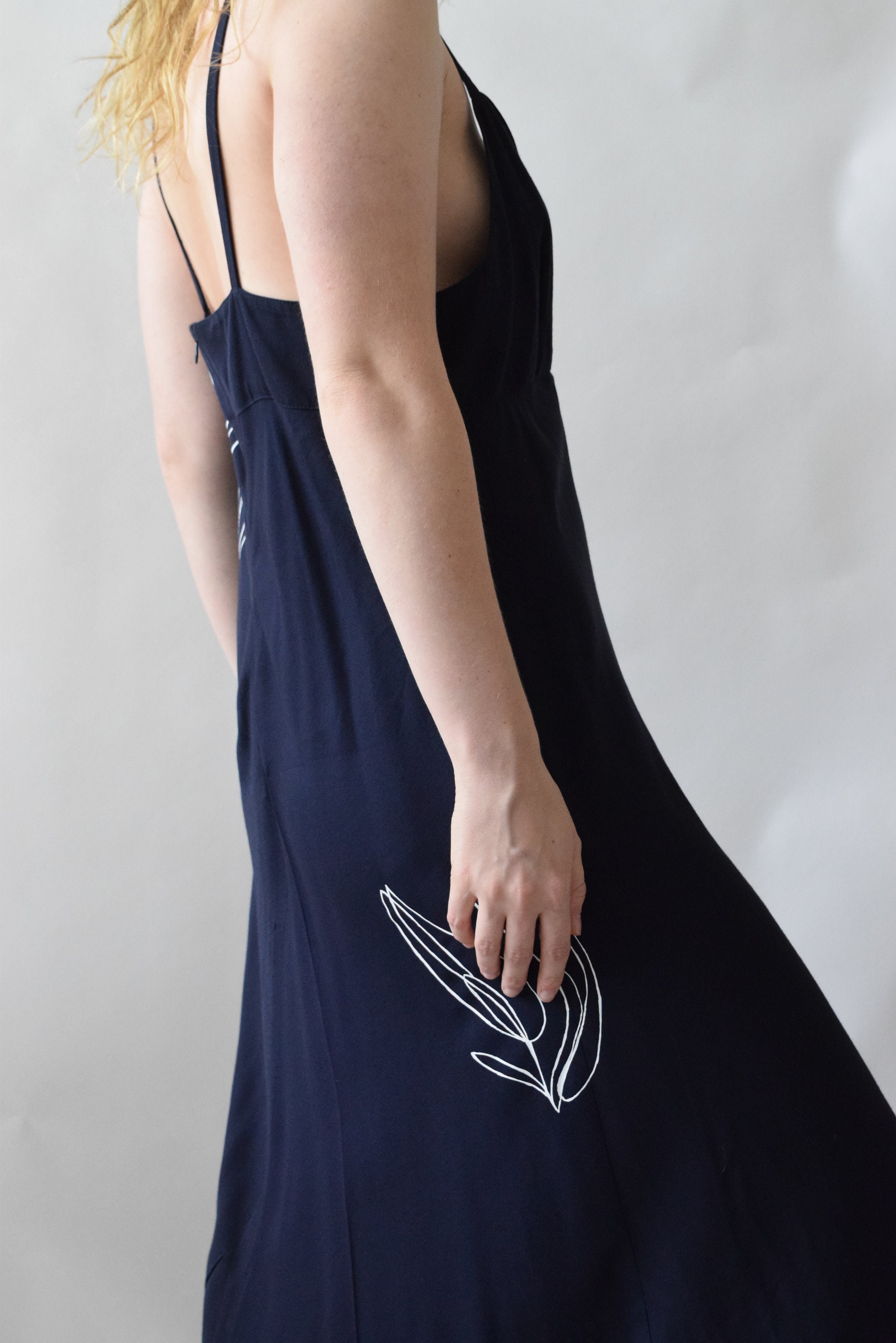 Lilja Navy Floor Length Slip Dress