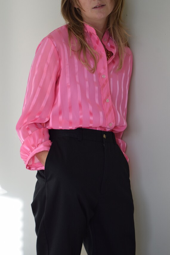 Flamingo Pinstripe Blouse