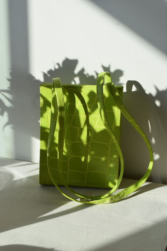 Lime Green Faux Alligator Bag