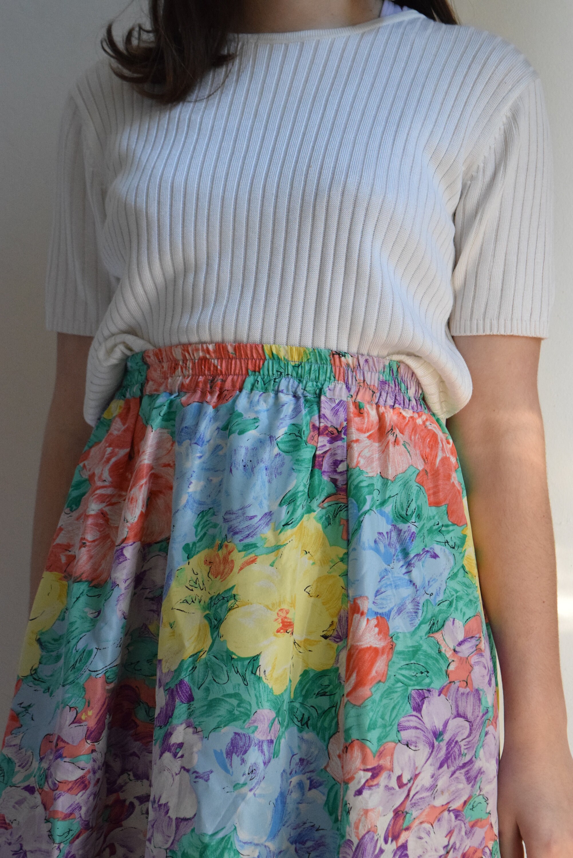 Floral Silk Skirt