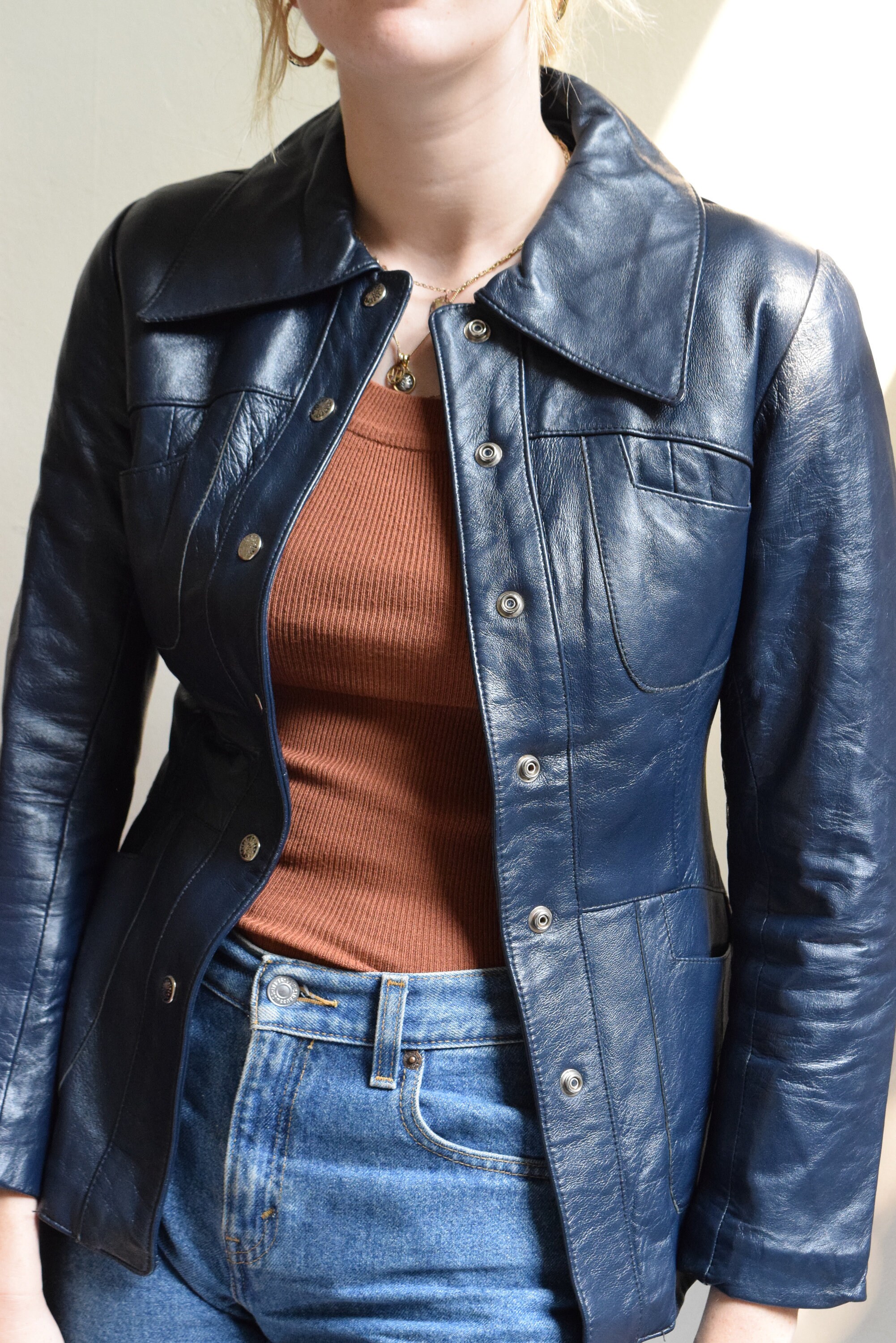 Midnight Blue Leather Jacket