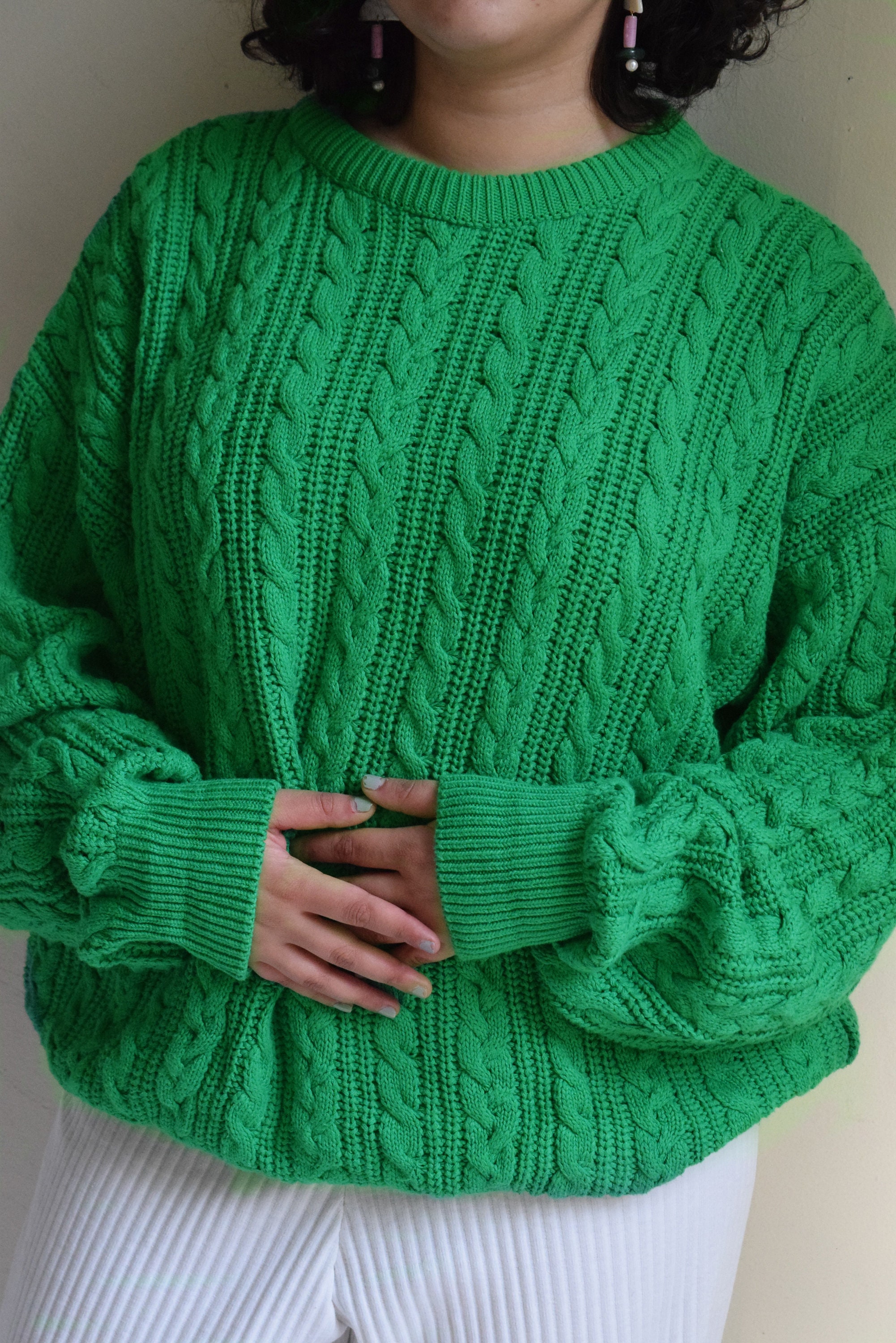 Dior Kelly Green Cable Knit Sweater